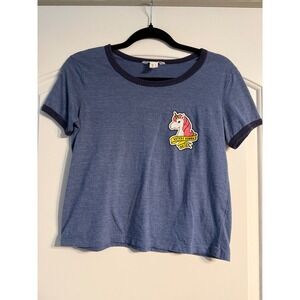 Urban Heritage T-Shirt Small Blue Unicorn Haters Gonna Hate Ringer Tee